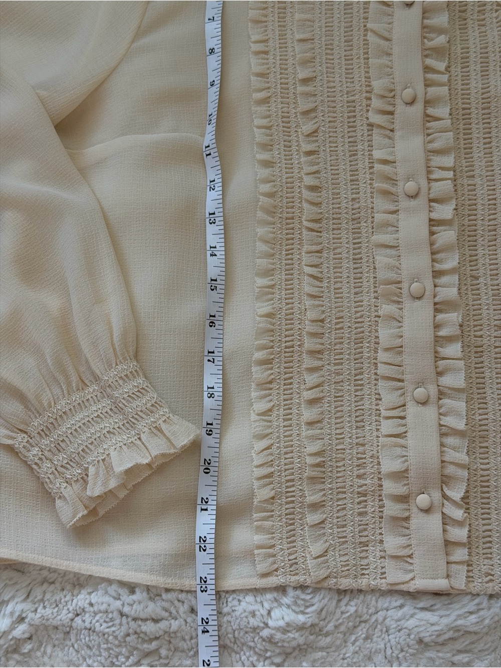 💫 SÉZANE Gasby Victoriana Ruffle Shirt Cream Ecru EU 42 US 10 L - Picture 13 of 15
